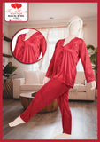 2Pc Silk Pajama Set Nightwear - 7003