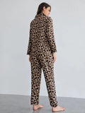 Leopard Soft Loungewear Pajama Shirt Set