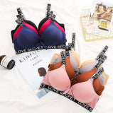 Letter Print T-Shirt Comfy & Breathable Wireless Bra.