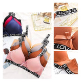 Letter Print T-Shirt Comfy & Breathable Wireless Bra.