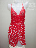 Sexy Semi Transparent Polka Dots Short Gown Lingerie With Panty