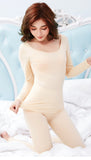 Women's thermal thin section pajamas round neck slim body base autumn Suit
